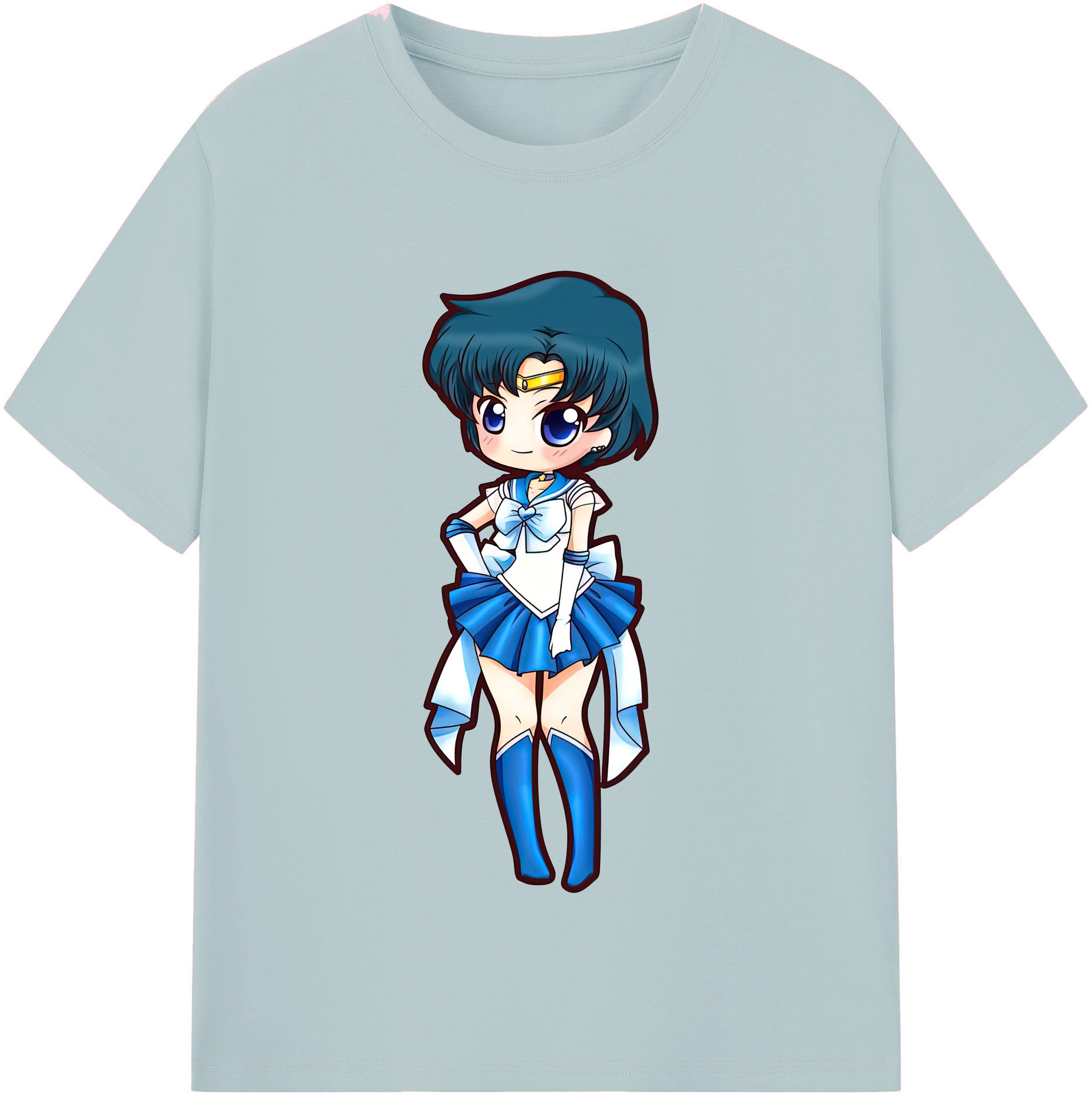 （画像用） 美少女戦士セーラームーン 水野 亜美 みずの あみ Sailor Moon Mizuno Ami 綿100％半袖Tシャツ（フロントプリント）